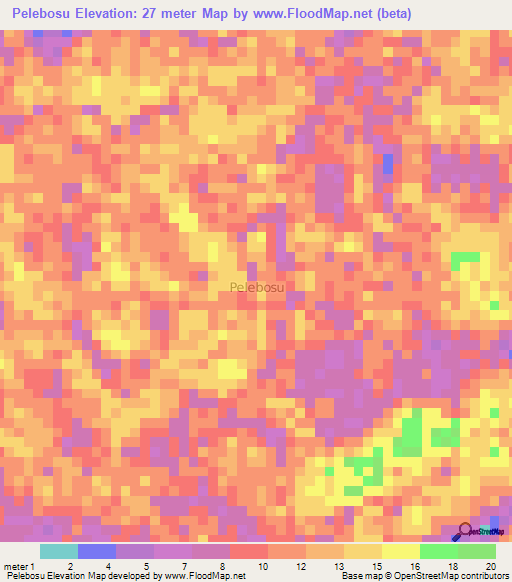 Pelebosu,Nigeria Elevation Map