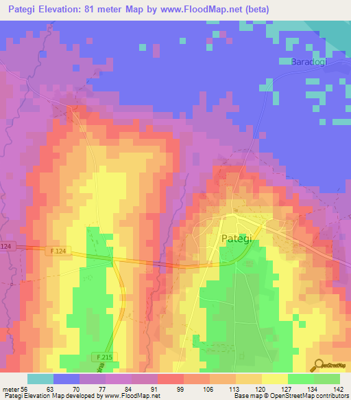 Pategi,Nigeria Elevation Map