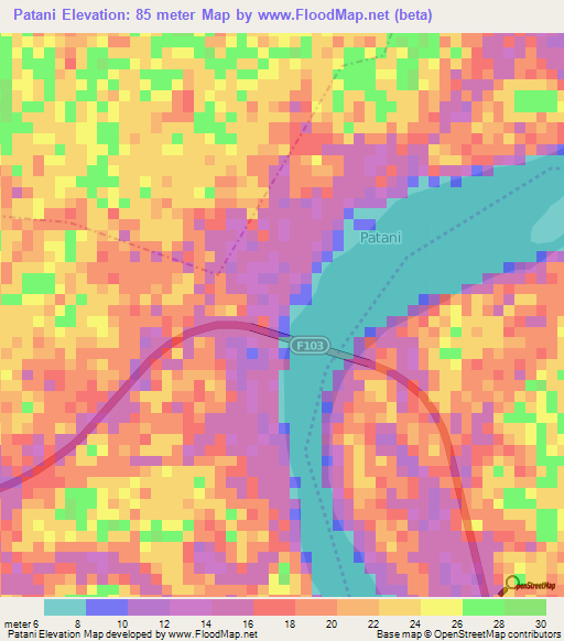 Patani,Nigeria Elevation Map