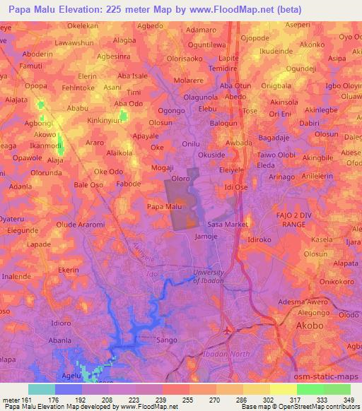 Papa Malu,Nigeria Elevation Map