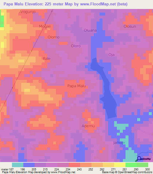 Papa Malu,Nigeria Elevation Map