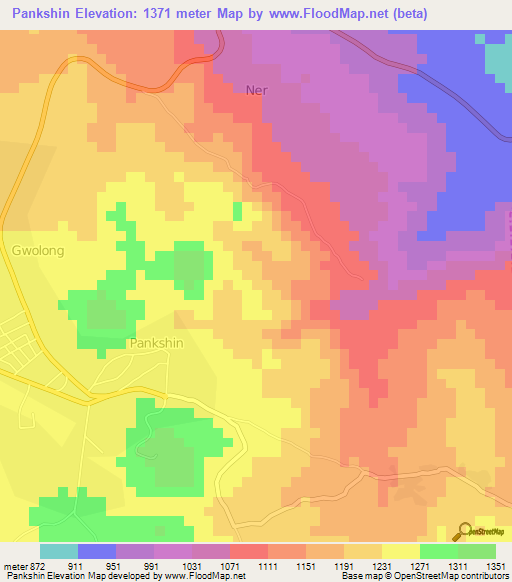 Pankshin,Nigeria Elevation Map