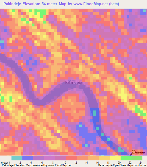 Pakindeje,Nigeria Elevation Map