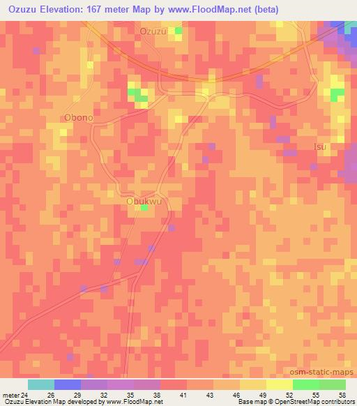 Ozuzu,Nigeria Elevation Map