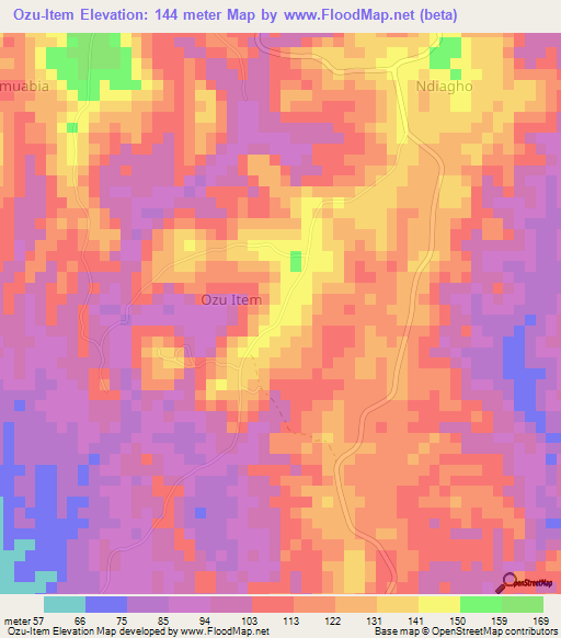 Ozu-Item,Nigeria Elevation Map