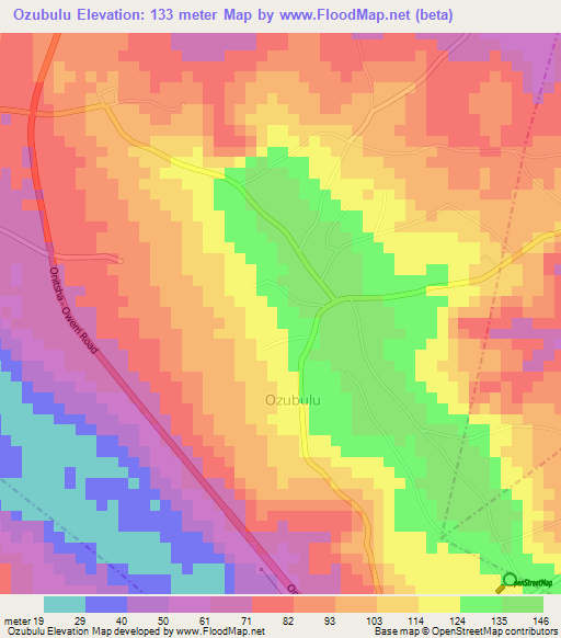 Ozubulu,Nigeria Elevation Map