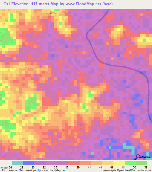 Ozi,Nigeria Elevation Map