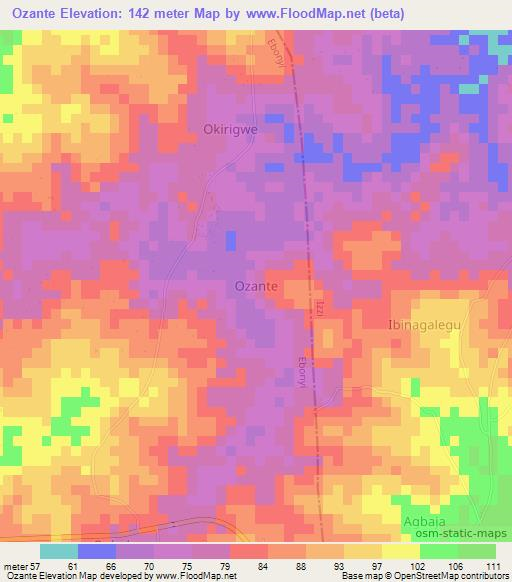Ozante,Nigeria Elevation Map