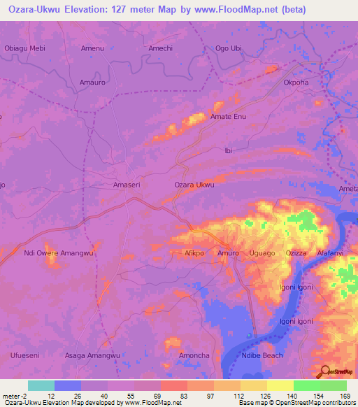 Ozara-Ukwu,Nigeria Elevation Map