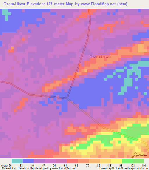 Ozara-Ukwu,Nigeria Elevation Map