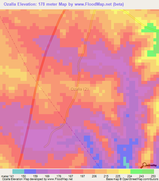 Ozalla,Nigeria Elevation Map