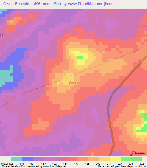 Ozala,Nigeria Elevation Map