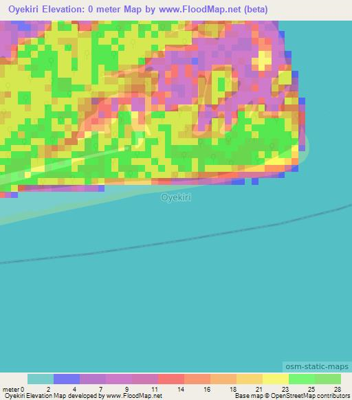 Oyekiri,Nigeria Elevation Map