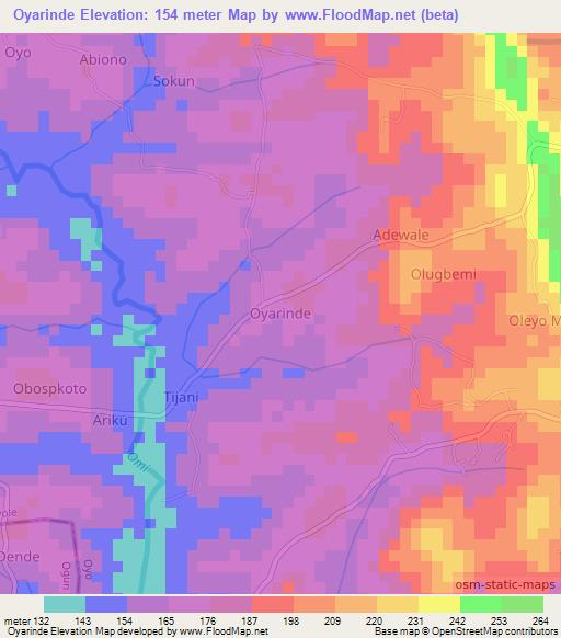 Oyarinde,Nigeria Elevation Map