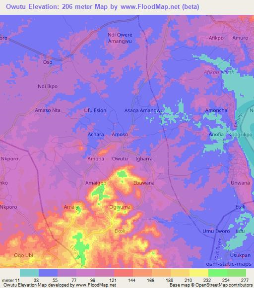Owutu,Nigeria Elevation Map