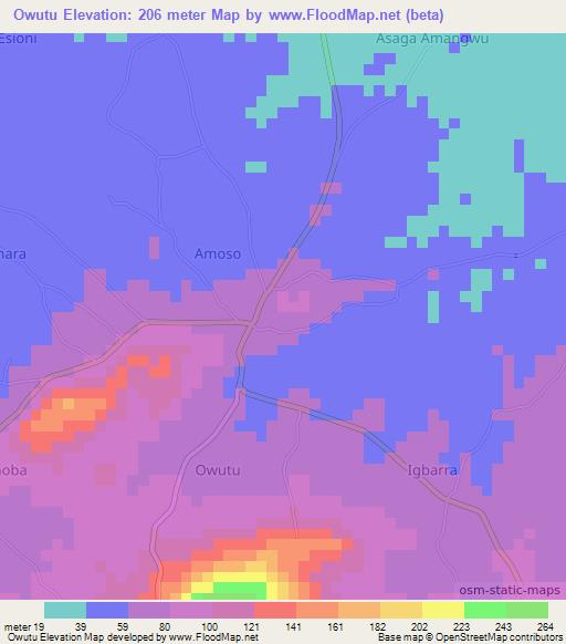 Owutu,Nigeria Elevation Map