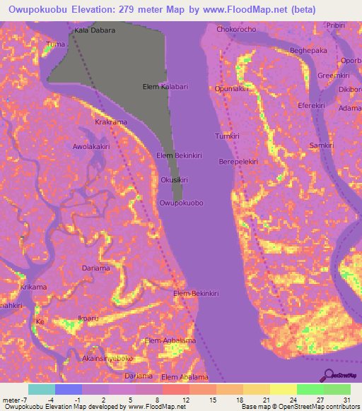 Owupokuobu,Nigeria Elevation Map