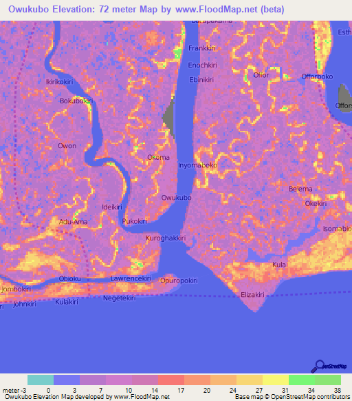 Owukubo,Nigeria Elevation Map