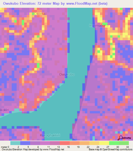 Owukubo,Nigeria Elevation Map