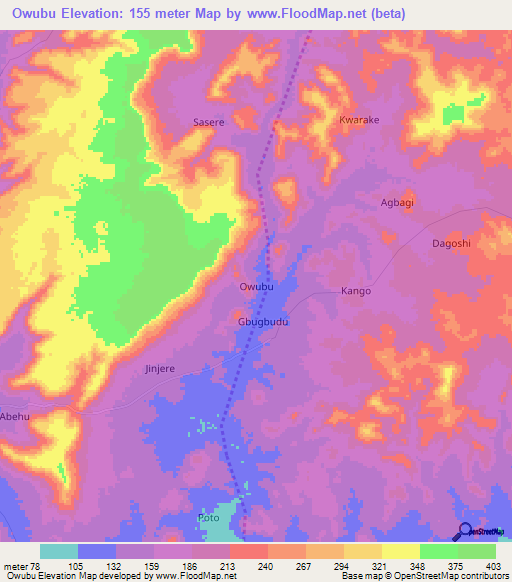 Owubu,Nigeria Elevation Map