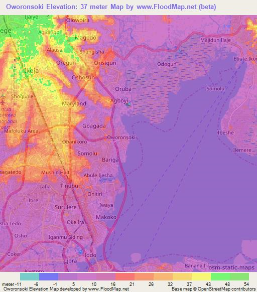 Oworonsoki,Nigeria Elevation Map