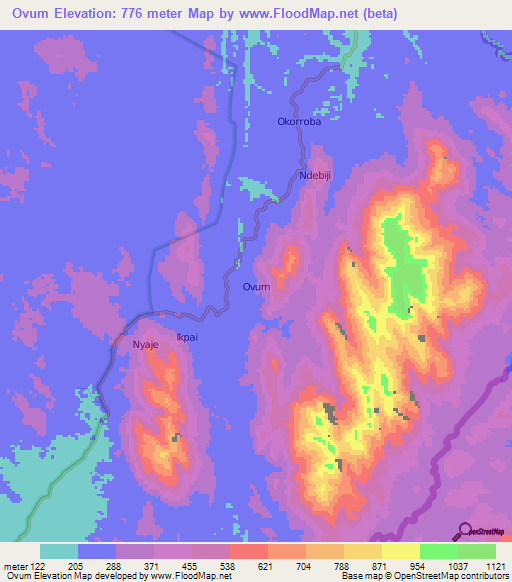 Ovum,Nigeria Elevation Map