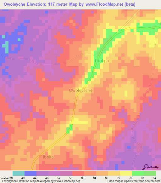 Owoleyche,Nigeria Elevation Map