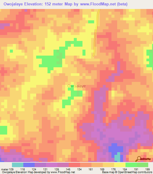 Owojalaye,Nigeria Elevation Map