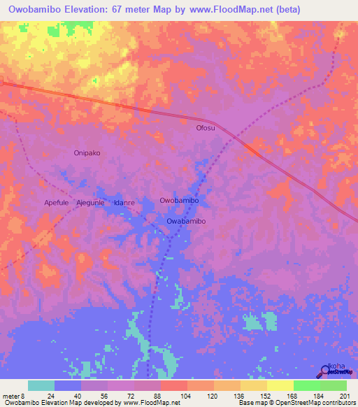 Owobamibo,Nigeria Elevation Map