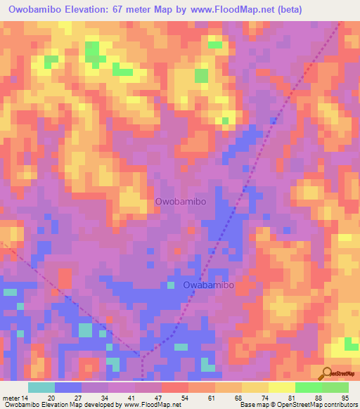 Owobamibo,Nigeria Elevation Map