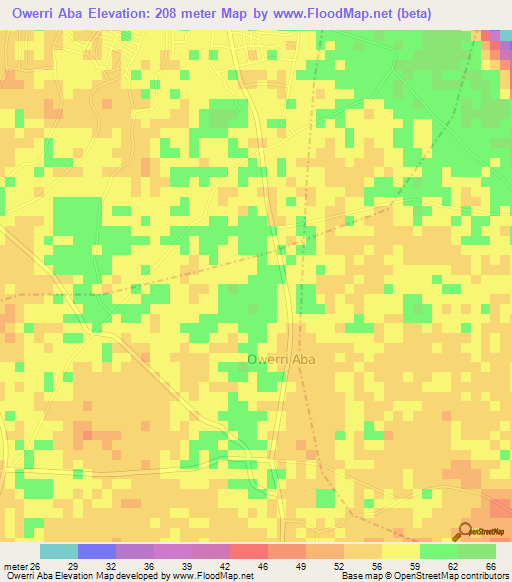 Owerri Aba,Nigeria Elevation Map