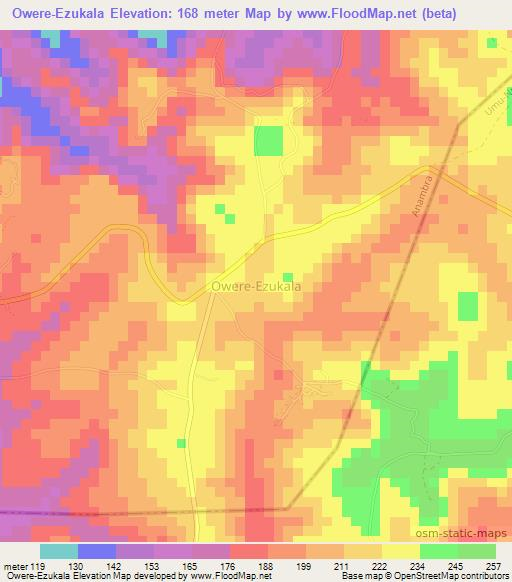 Owere-Ezukala,Nigeria Elevation Map