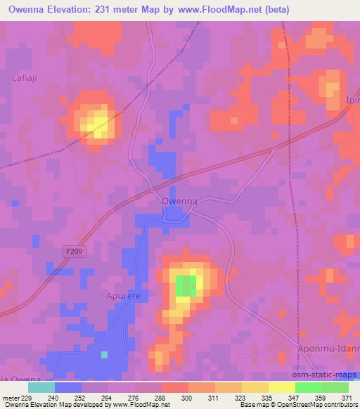 Owenna,Nigeria Elevation Map