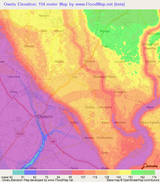 Owelu,Nigeria Elevation Map