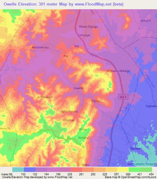 Owelle,Nigeria Elevation Map
