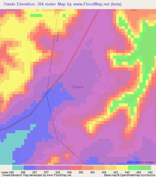 Owele,Nigeria Elevation Map