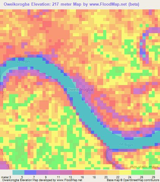 Oweikorogba,Nigeria Elevation Map