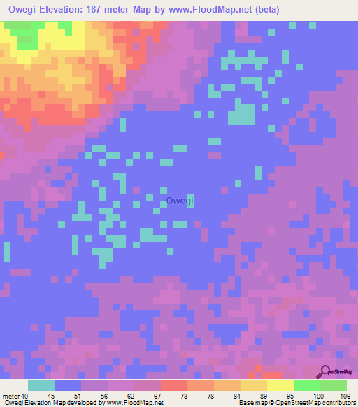 Owegi,Nigeria Elevation Map