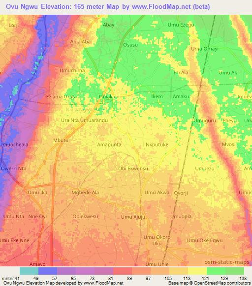 Ovu Ngwu,Nigeria Elevation Map