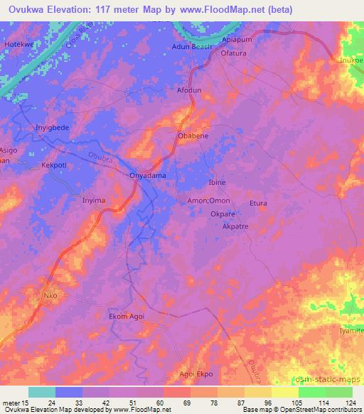 Ovukwa,Nigeria Elevation Map