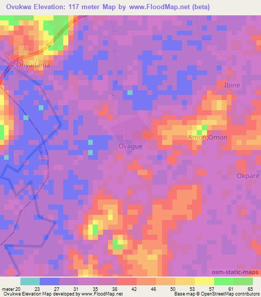 Ovukwa,Nigeria Elevation Map