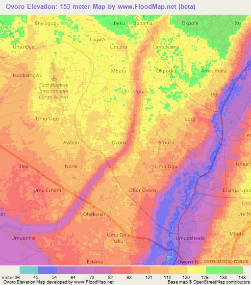 Ovoro,Nigeria Elevation Map