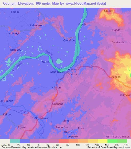 Ovonum,Nigeria Elevation Map