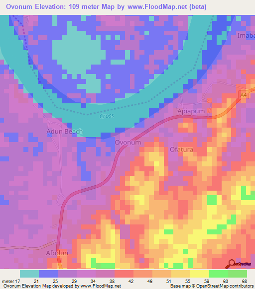 Ovonum,Nigeria Elevation Map