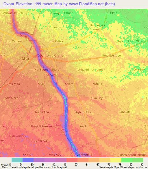 Ovom,Nigeria Elevation Map