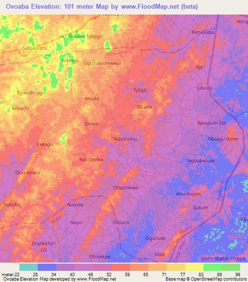 Ovoaba,Nigeria Elevation Map