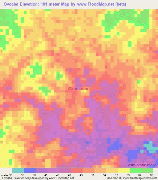 Ovoaba,Nigeria Elevation Map