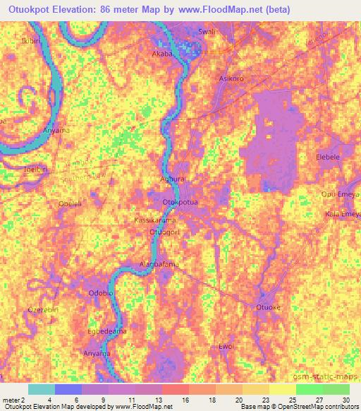 Otuokpot,Nigeria Elevation Map