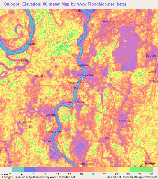 Otuogori,Nigeria Elevation Map