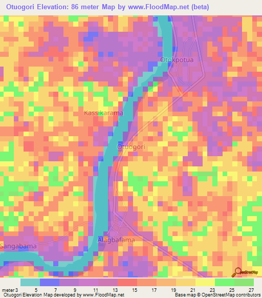 Otuogori,Nigeria Elevation Map